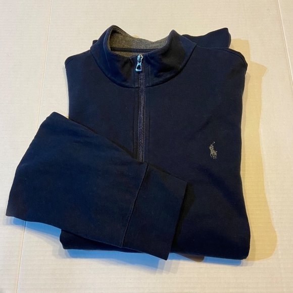 Polo Ralph Lauren Men's Jersey Quarter Zip XL Navy Golf Cotton Blend Casual Pony - Picture 7 of 7